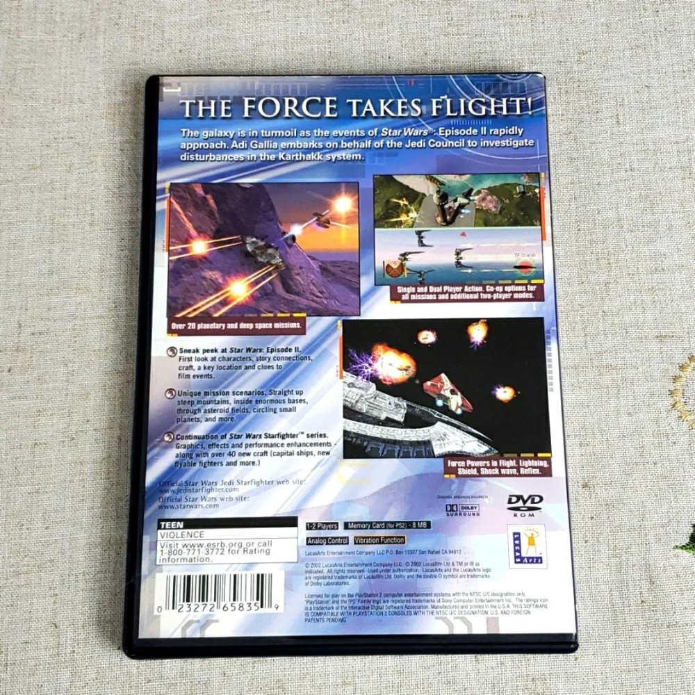 Playstation 2 Star Wars Jedi Starfighter Full Set & Strategy Guide w/ Poster